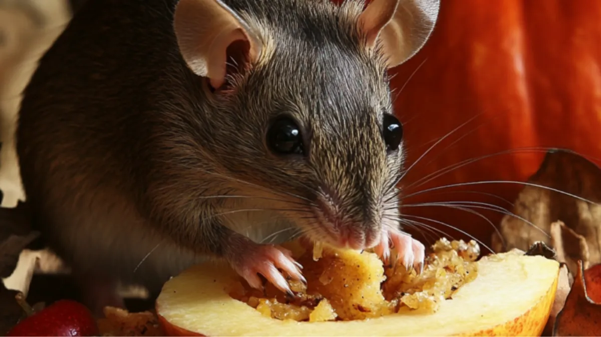 An image of rat eating a leftover food