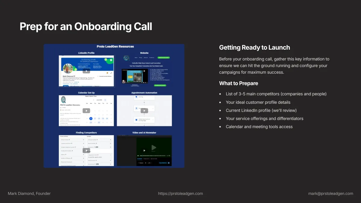 Prep for an Onboarding Call