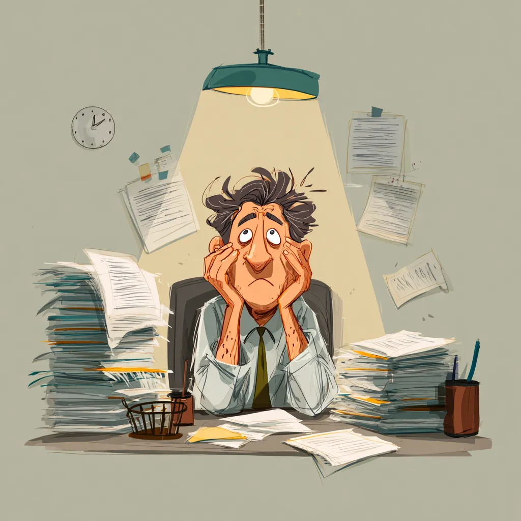 A frustrated business professional sitting at a desk, reviewing financial documents with a declining sales graph in the background. The text overlay reads: 'Stop burning cash on bad ads. Fix your target audience first. Use simple consumer behavior steps to aim right, write better words, and get sales. A clear guide from the Buyer Clarity System™