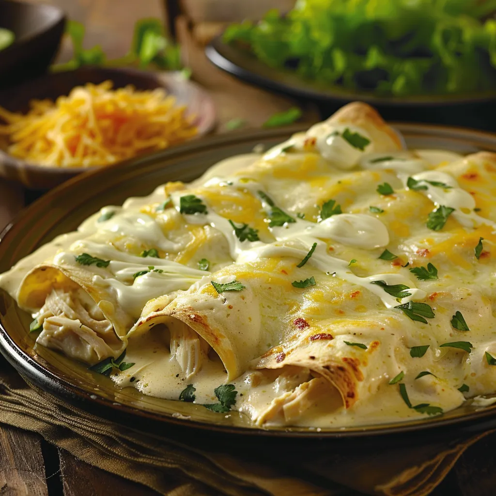 Pan of Creamy Chicken Enchiladas