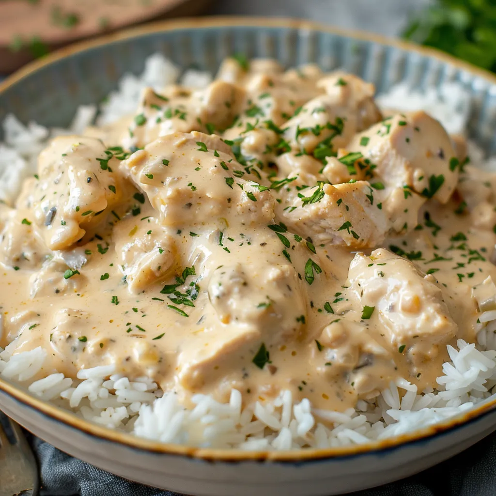 Plate of Creamy Crockpot Chicken
