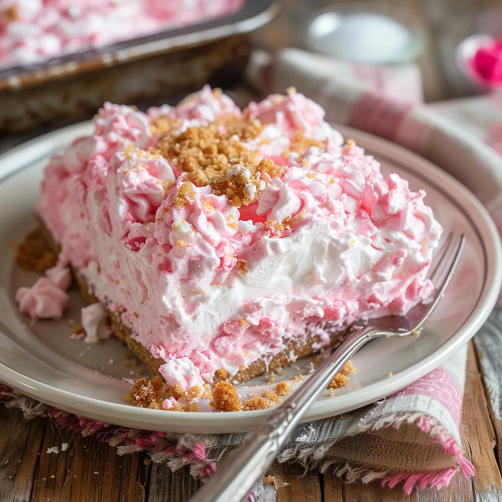 Serving of Grandma Gus' Pink Jello Salad