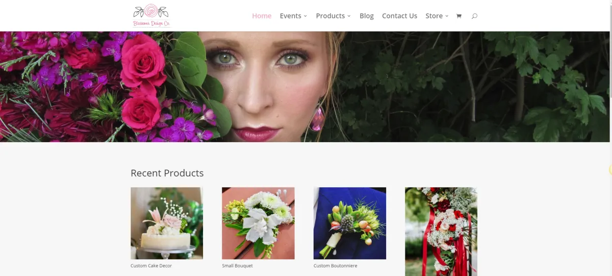 Screenshot of Blossoms Design Co Website Homepage