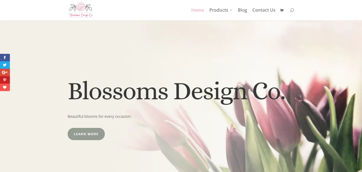 Screenshot of Blossoms Design Co Website Redesign
