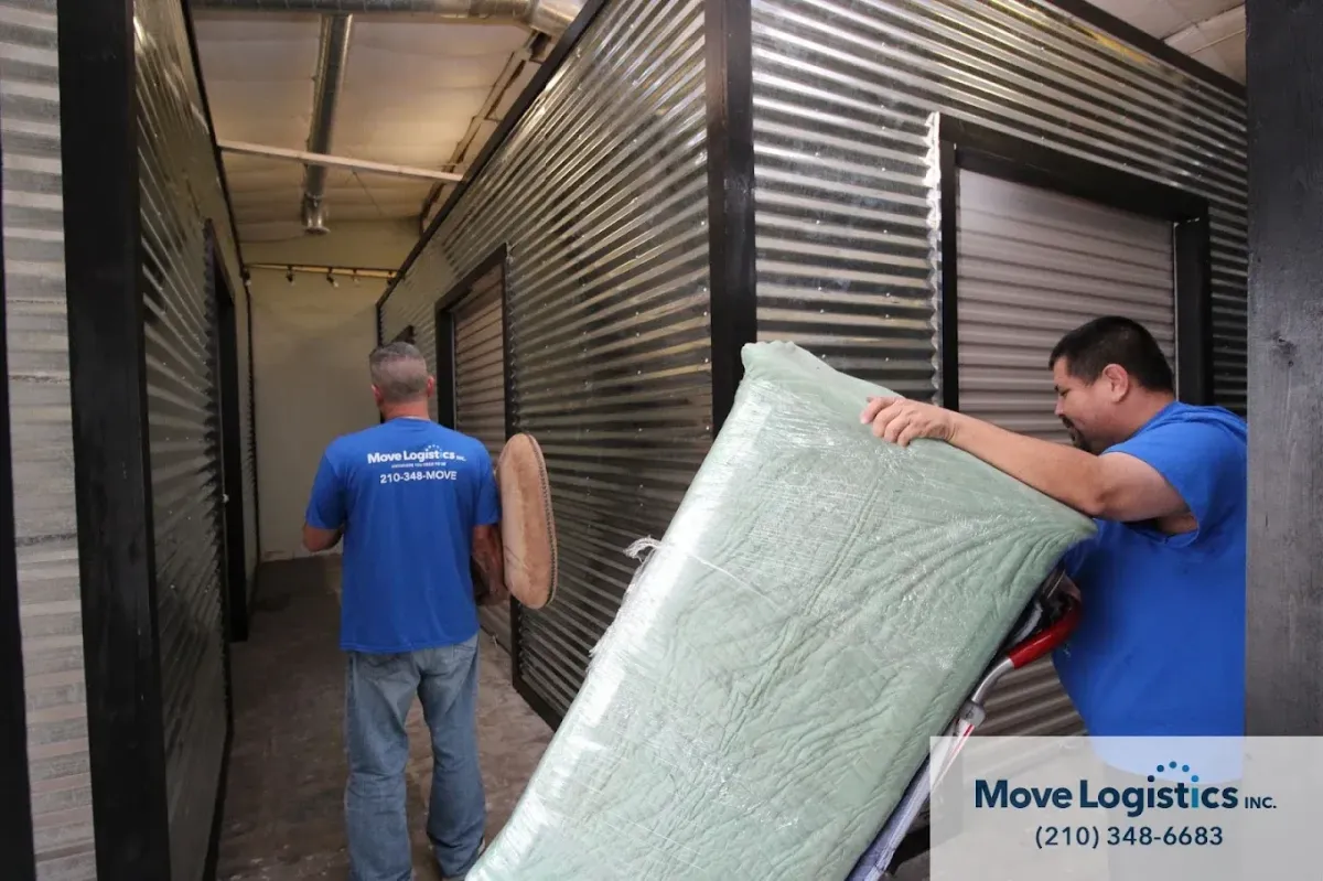 Move Logistics crew members safely carrying moved items