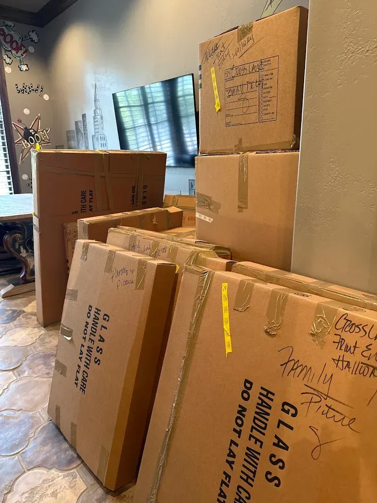 boxed items to be moved by Move Logistics