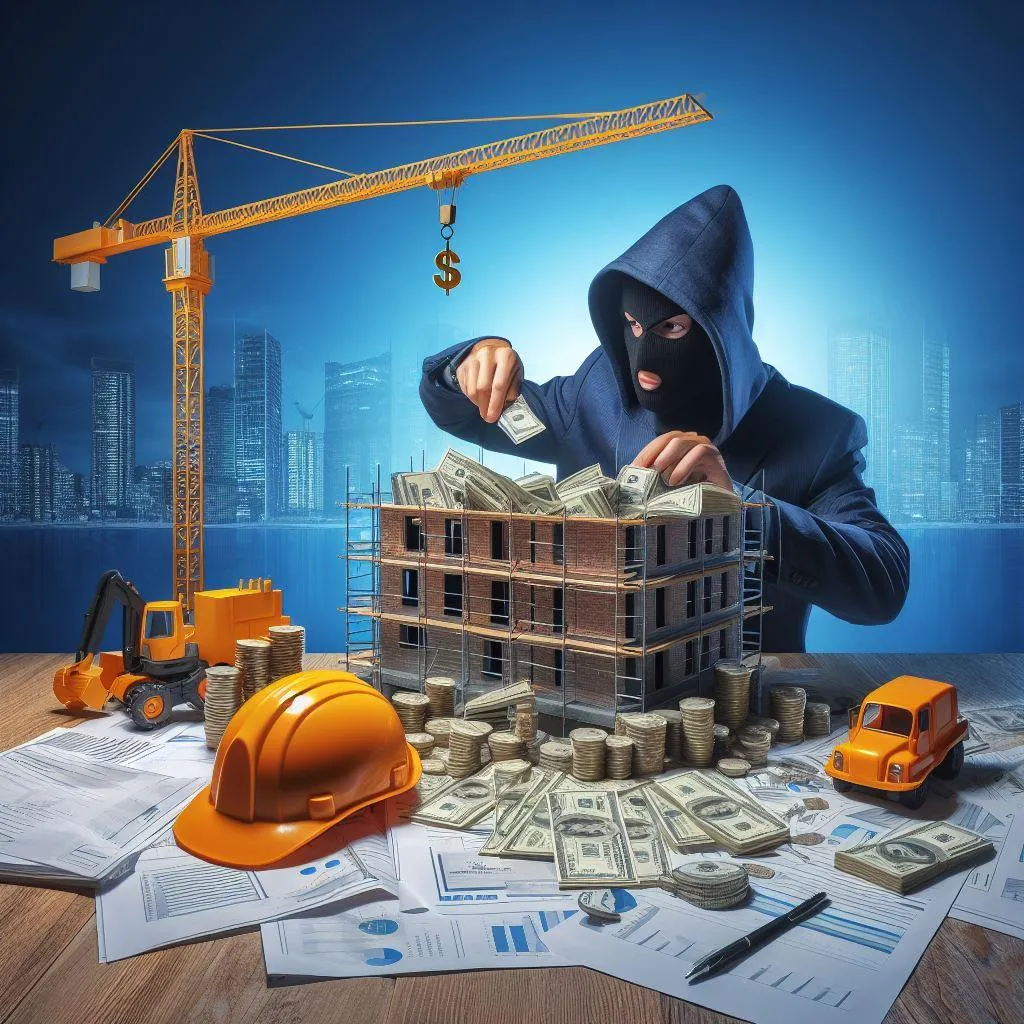 Picture showing a hacker affecting the financial stability of a construction company