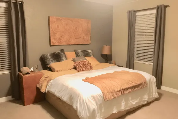 Bedroom organized for rest