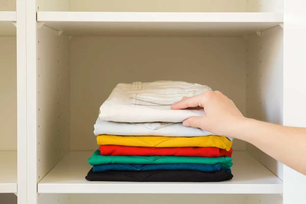 folded clothes on the shelf