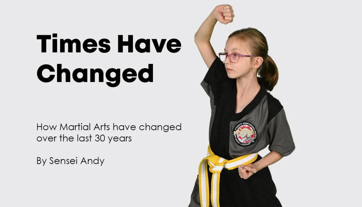 Karate practitioner focused in training, showing how martial arts have changed over time with smarter, shorter sessions