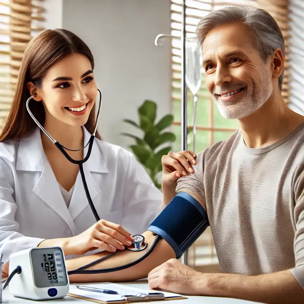 doctor taking patients blood pressure