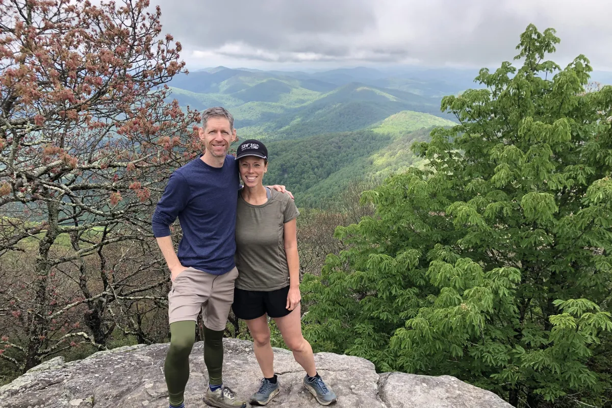 Chiropractor Brandt Adams with wife on Appalachian Trail