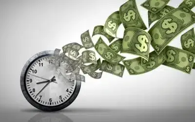 Picture of a clock with time slipping away