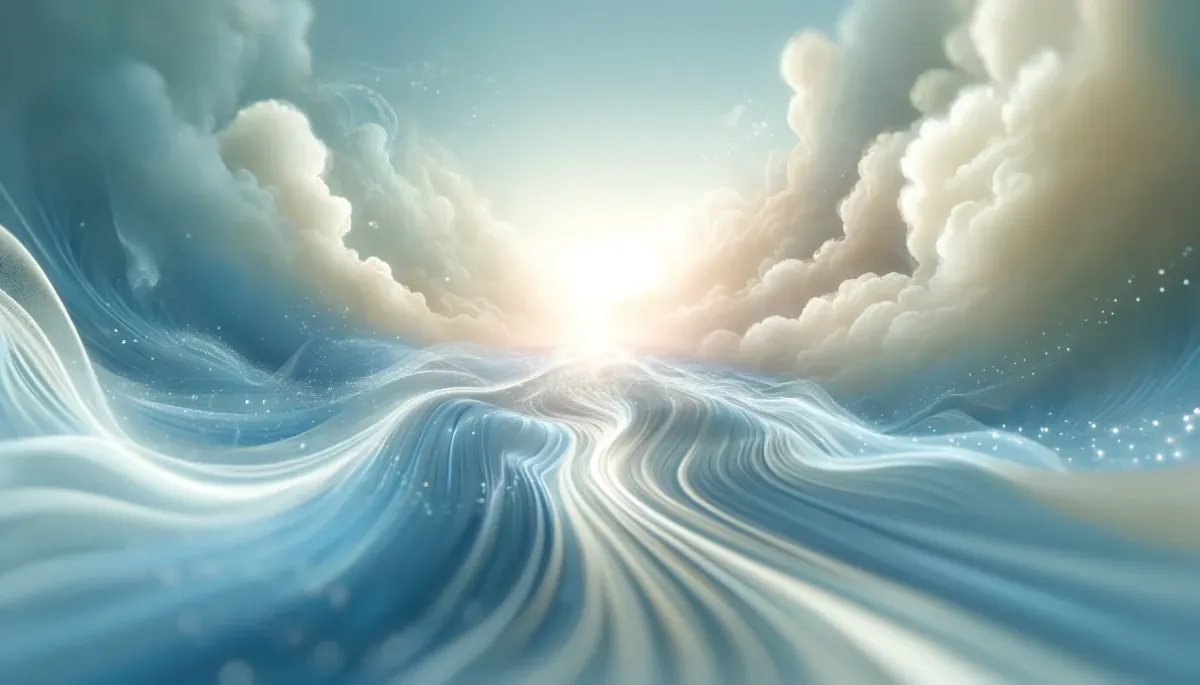 This image captures the essence of mental health with its depiction of the human mind as a tranquil sky, featuring soft clouds and subtle neural connections illuminated by shimmering lights. The soothing blues and soft whites convey a sense of calm, making it an ideal visual for discussions on mental wellness and clarity