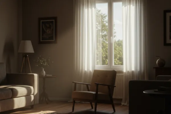 Calm living room with an empty chair by the window, symbolising absence and inheritance questions when someone dies without a will.