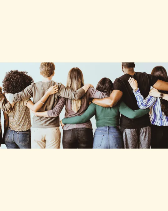 Men and women linking arms, representing inclusive faith-led empowerment from CR Multitalented.