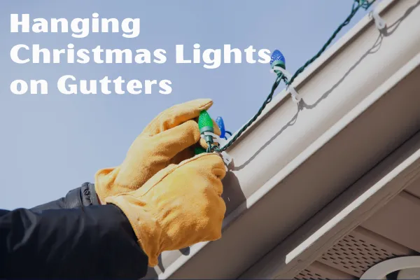 Christmas lights on gutters