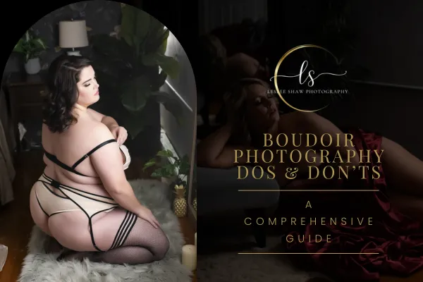 Cover image for the blog post ‘Boudoir Photography Dos & Don’ts: A Comprehensive Guide,’ featuring two women in elegant boudoir poses, photographed by Leslee Shaw Photography in Sweetwater, Texas.