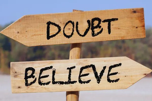 sign with doubt and belief words