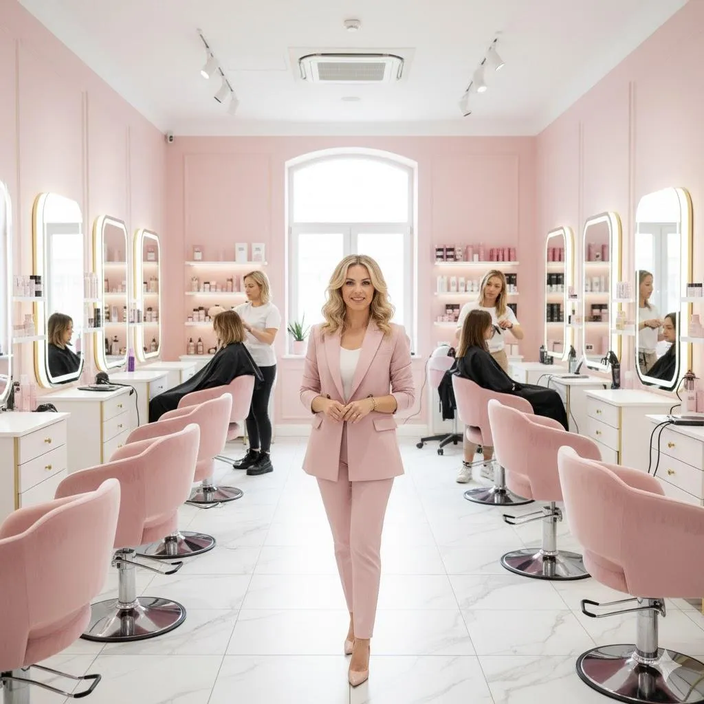 Slaon owner in salon with stylist