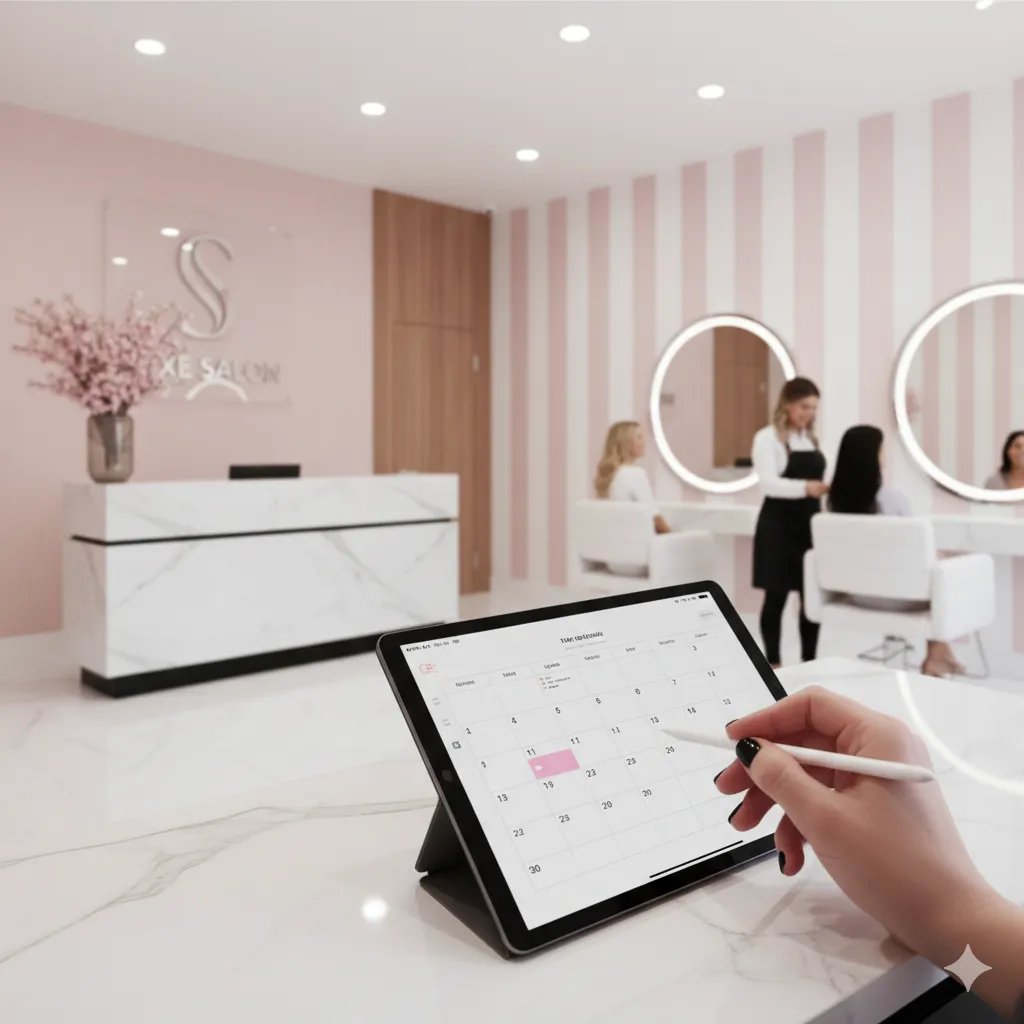 modern pink salon includes calendar