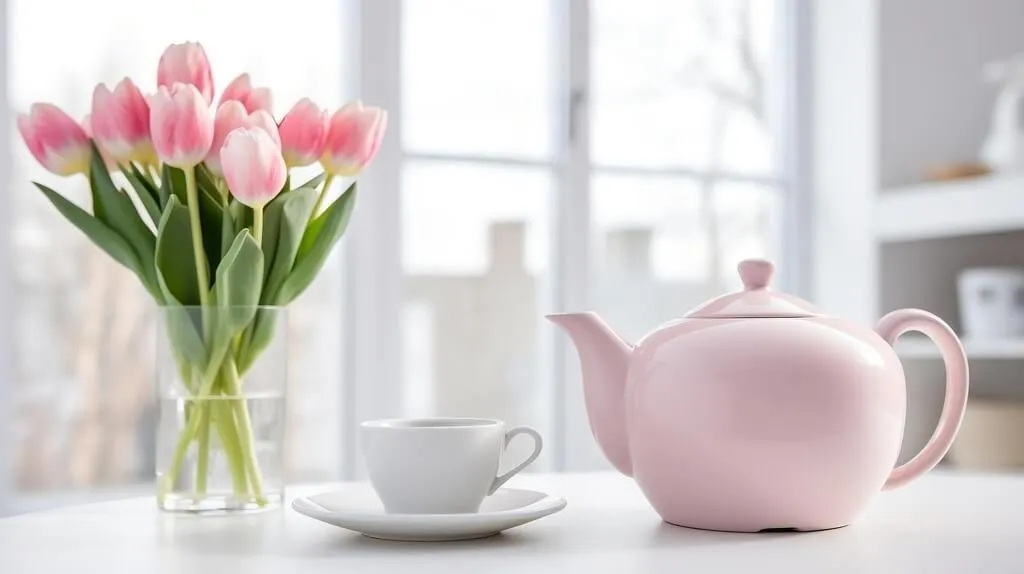 tea pot and flowers