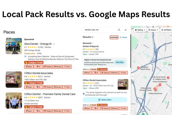 Google Business Profile Local Pack vs. Google Maps for Dentists