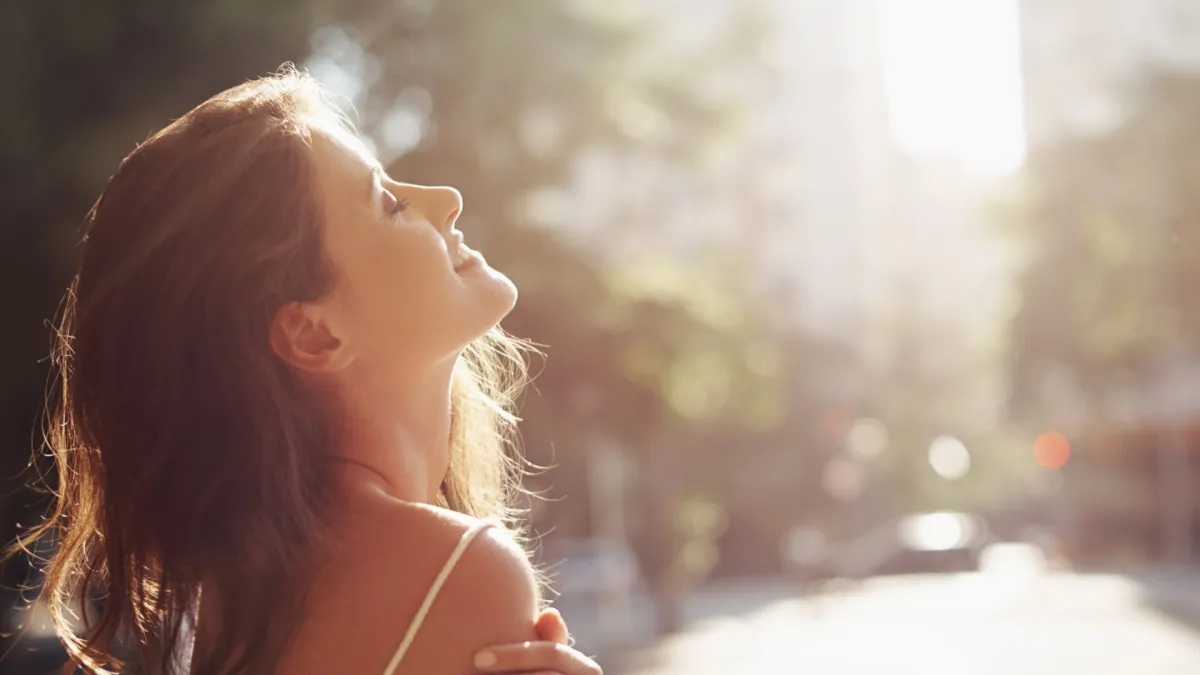 woman rejoicing
