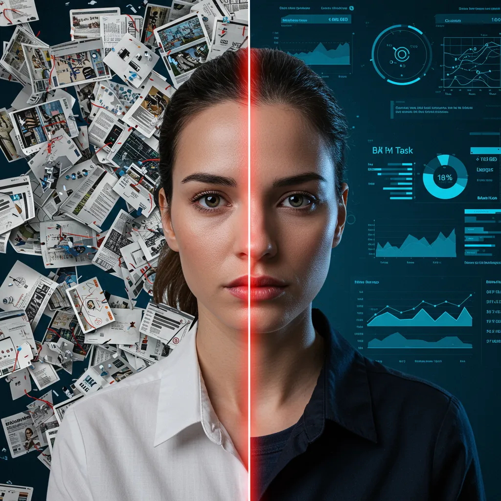 Before-and-after visualization of AI automation impact.