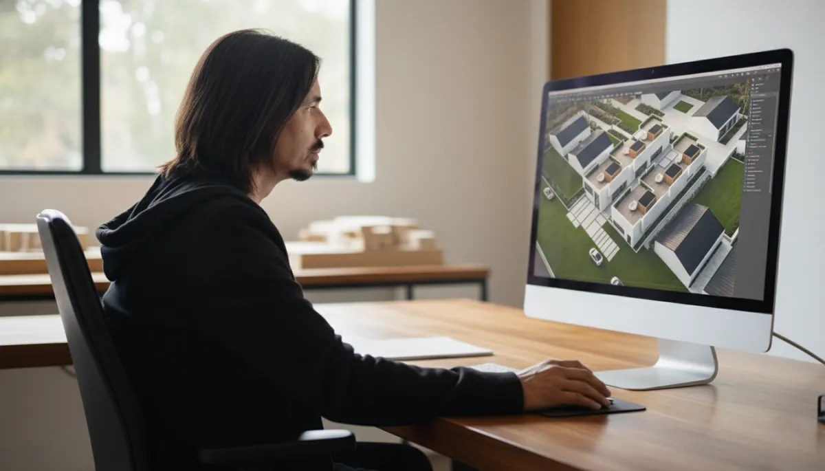Matt, side view, working on a remainder lot on his computer screen