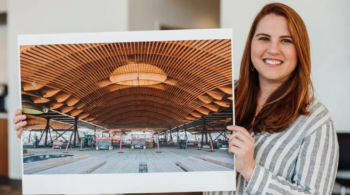 Taylor Cabot showing their mass timber project - Portland airport