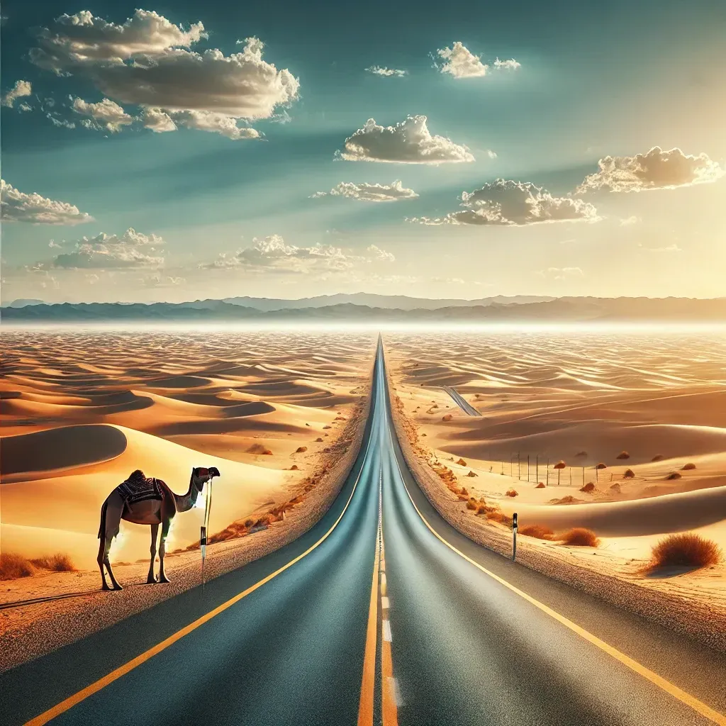 Strasse in eine Wueste