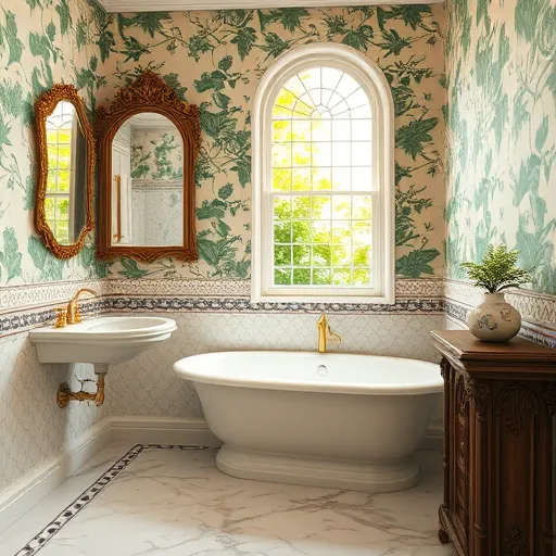 A photorealistic image of a modern bathroom interior featuring a spacious 5x7 layout with sleek, contemporary fixtures. The scene includes a minimalist floating vanity adorned with a small potted plant, a glass-enclosed shower with shiny chrome fixtures, and a stylish freestanding bathtub. Polished ceramic tiles with a subtle gradient of soft whites, cool grays, and calming blue hues reflect light, creating a serene atmosphere. Quirky details such as a rubber duck in the bathtub and a colorful retro-style shower curtain with playful patterns add personality. The background showcases a wall with partially visible tiles—some in sleek subway style and others in mosaic accents—indicating diverse design choices and potential costs. Natural light filters through a frosted window, illuminating the textured surfaces and clean lines of the space. The image captures realistic textures, shadows, and reflections, emphasizing a high-quality, professional remodel with a playful touch, ideal for exploring bathroom renovation costs and design inspiration.