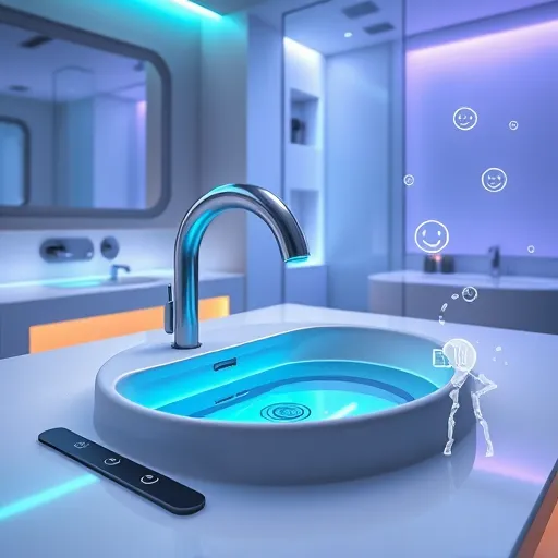 An Art Deco-inspired illustration of a luxurious bathroom vanity featuring polished granite countertops in deep emerald green, midnight black, and gold specks. The scene includes vintage-style brass faucets with curved handles and intricate architectural detailing, mounted on sleek, geometric pedestal bases with stepped ornamentation. The background showcases bold black-and-white tessellated tile walls with geometric patterns. Decorative accents include an ornate sunburst mirror frame and a metallic, abstract flower arrangement in a vase. Soft ambient lighting creates warm highlights, enhancing textures and conveying an atmosphere of sophisticated elegance. Subtle gold accents and symmetrical vintage-inspired details add retro charm and modern luxury to this timeless, glamorous bathroom scene.