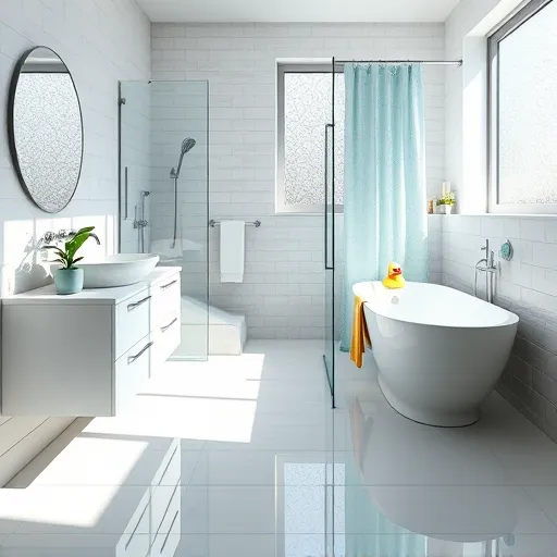 A detailed depiction of a remodeled ADA-compliant bathroom rendered in Pre-Raphaelite style, featuring polished marble flooring in soft earth tones, floral motif wall coverings inspired by nature, and lush botanical wallpaper with deep greens, blues, and gold accents. The scene includes an ergonomic roll-under sink with ornate brass fixtures, a spacious walk-in shower with a sun-shaped rainfall showerhead, and a decorative mosaic-bordered sturdy grab bar. An antique gilded mirror reflects greenery from an open window, illuminating the space with dappled sunlight. Accessories such as a potted fern and hand-painted ceramic soap dish sit on a carved wooden shelf, enhancing the cozy charm. The overall ambiance is calm, vibrant, and whimsical, blending functionality with artistic elegance in a Romantic gothic aesthetic that highlights accessible bathroom design as beautiful and inviting.