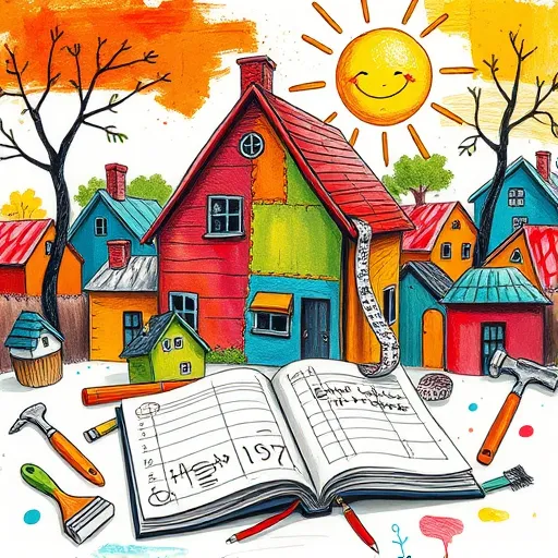 A surreal illustration depicting bathroom tile installation services in Edgewater, New Jersey, featuring floating, mosaic-patterned tiles with iridescent surfaces reflecting blues, greens, and hints of gold. The scene includes a soft, misty horizon merging the Manhattan skyline with a calm, azure sky. Reflective water patches mirror the floating tiles, adding tranquility. Quirky details include anthropomorphized grout tubes with expressive faces actively working on the tiles, a translucent faucet resembling a whimsical bridge connecting floating islands, and a large playful sponge with bubbles nearby. Soft, dreamlike clouds cast gentle light over the scene, emphasizing a creative and playful approach to professional bathroom tile installation, blending surreal artistry with high-quality craftsmanship.