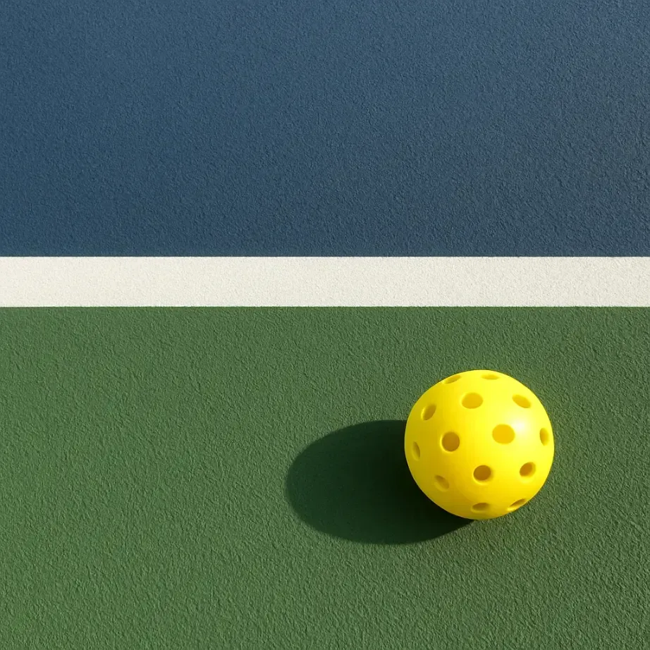 image of a pickleball on the floor