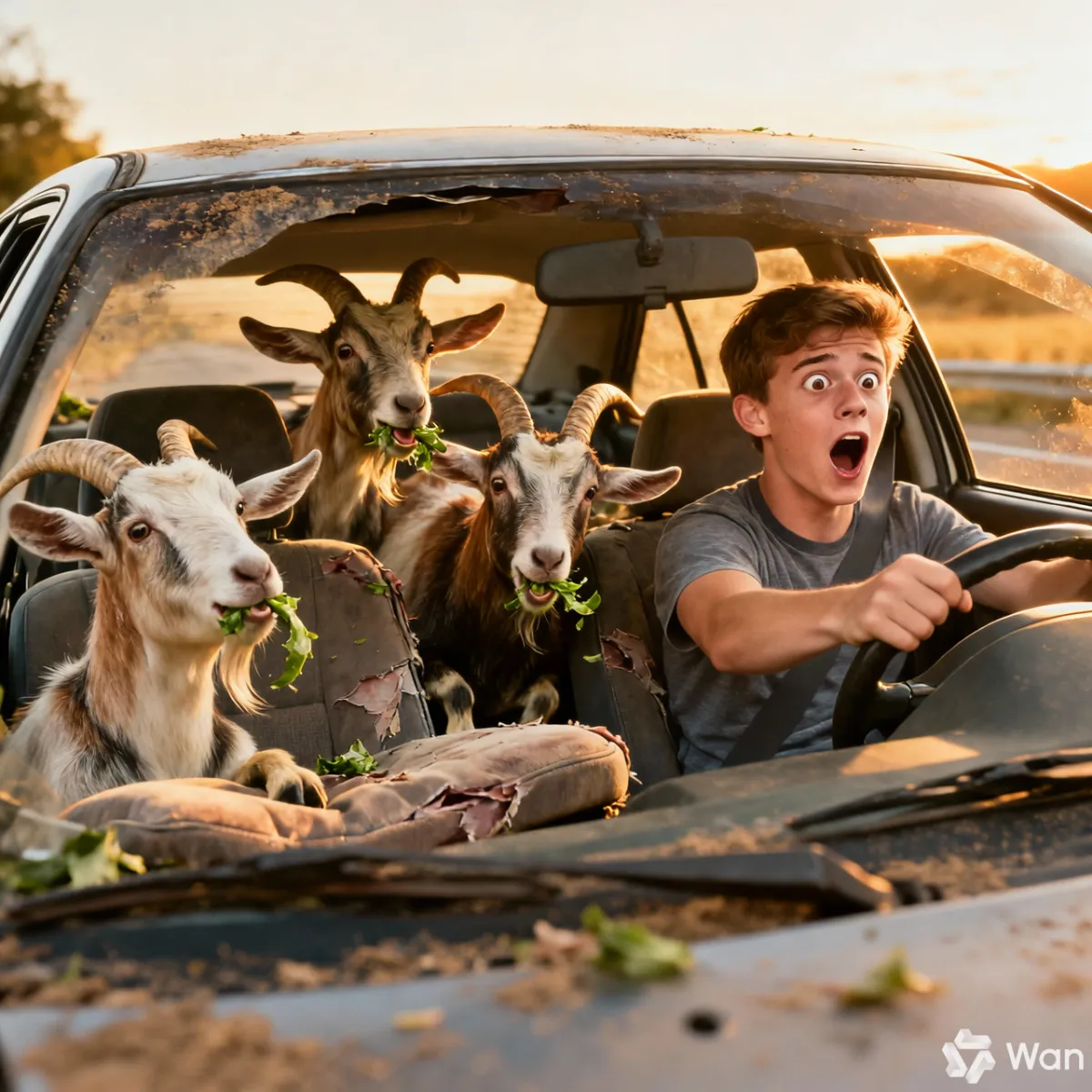 3 Goats in a Honda Civic