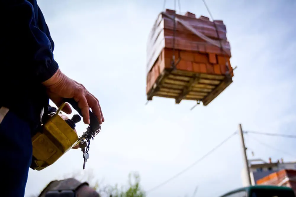 A cargo lifted up using an equipment