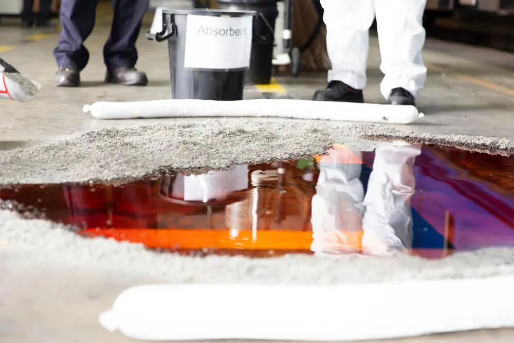 Oil spilled on the floor