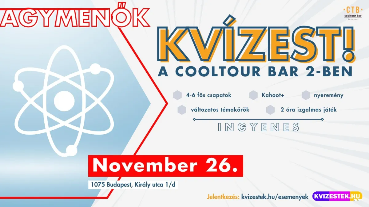 November 26. | Agymenők kvízest a CoolTour bárban!