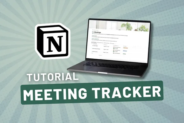 A Notion template displaying a meetings tracker labeled 'Meetings tracker', showcasing organized meeting database.