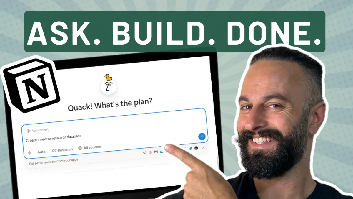 A demonstration video showcasing Notion 3.0’s new “AI Agents” feature. The speaker, Toni Sian, explains how Notion AI can now act as a personal assistant that performs multi-step tasks directly inside your workspace — such as summarizing meetings, creating tasks, updating databases, writing reports, and even editing documents. The video walks through setting up and personalizing an AI agent, using it for meeting note automation, “roast my doc” editing, project reporting, and generating a video game library via web search. Screens show the Notion interface, chat prompts to the AI, and real-time updates to pages and databases. The tone is friendly and educational, emphasizing productivity, personalization, and automation.