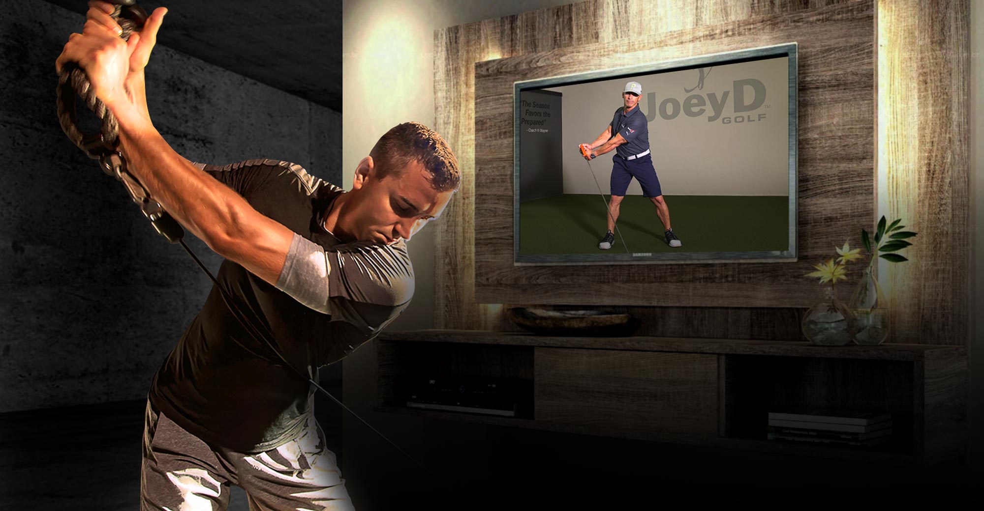 man swinging golf club