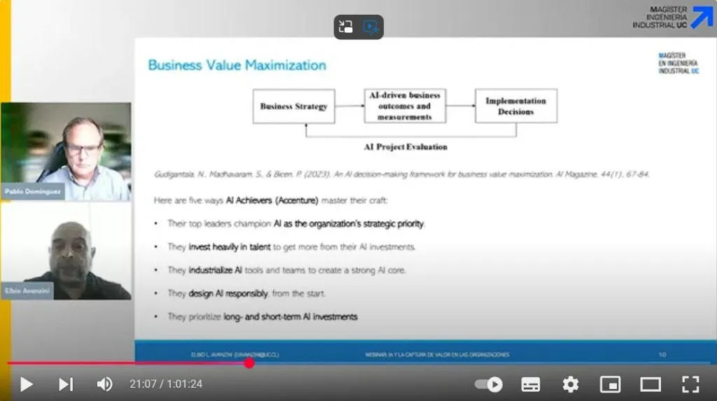 Revive el webinar IA y la captura de valor en las organizaciones
