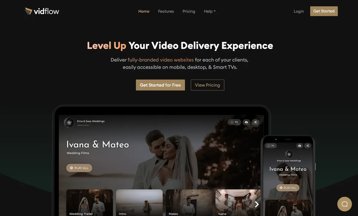 vidflow wedding film delivery platform image
