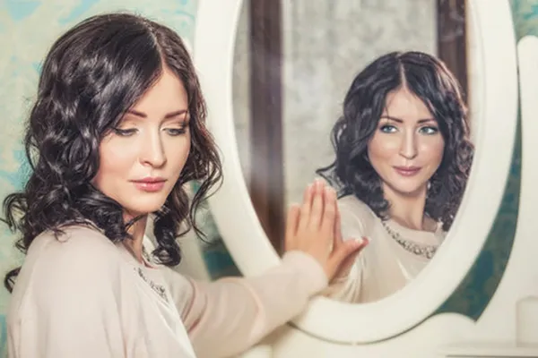 woman in mirror