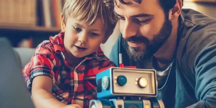 kid and dad talking money