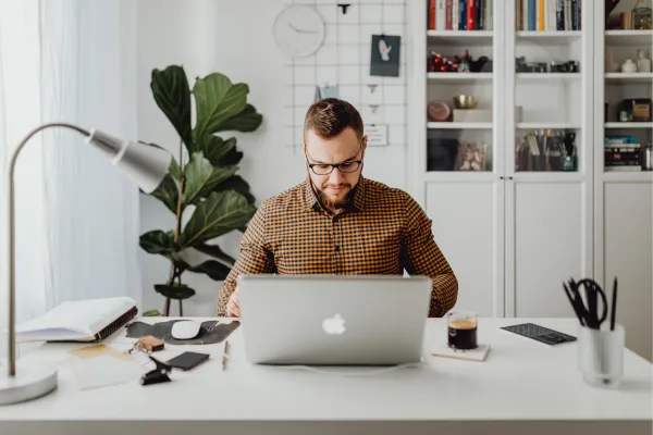 Man working on a laptop