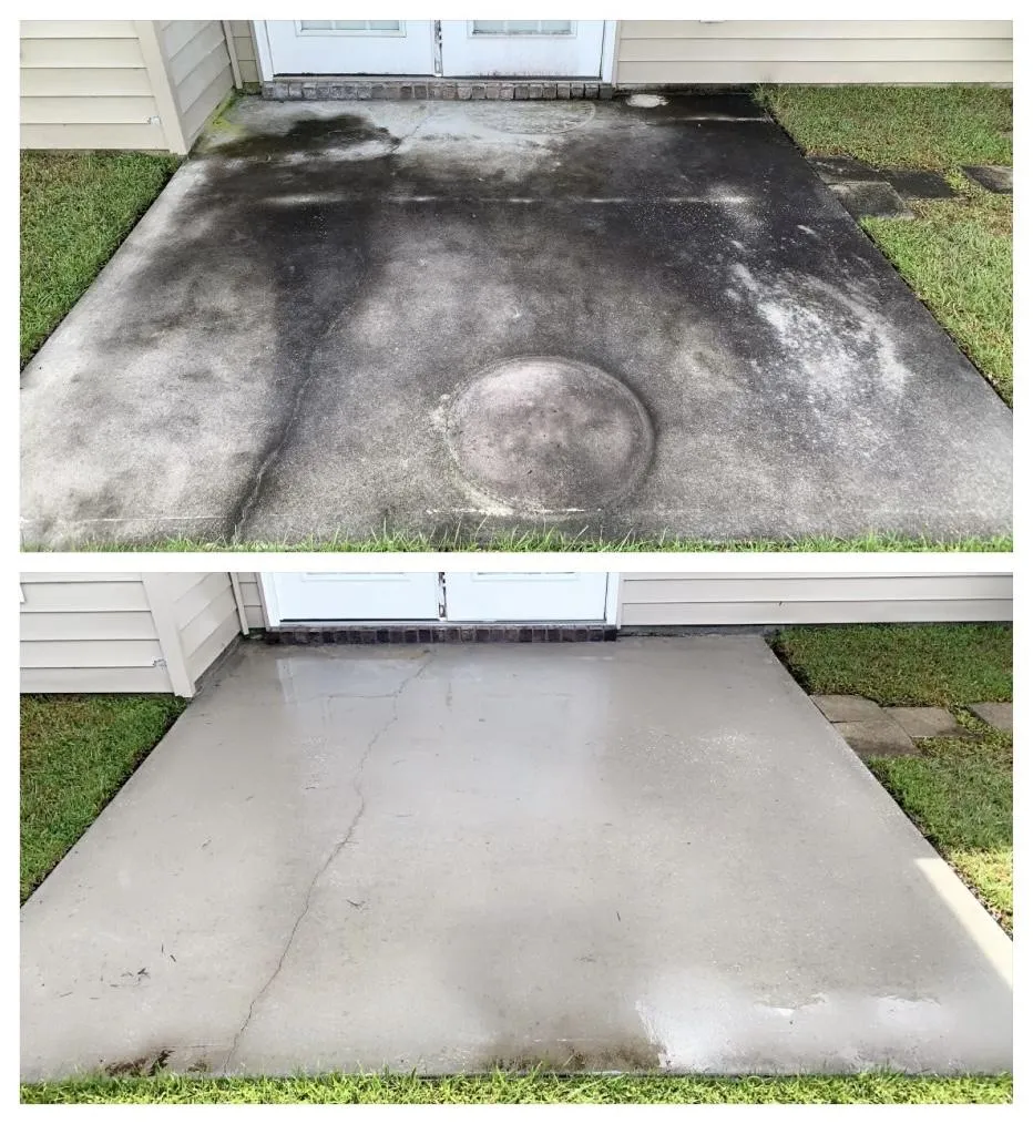 Concrete patio cleaning and sealing.